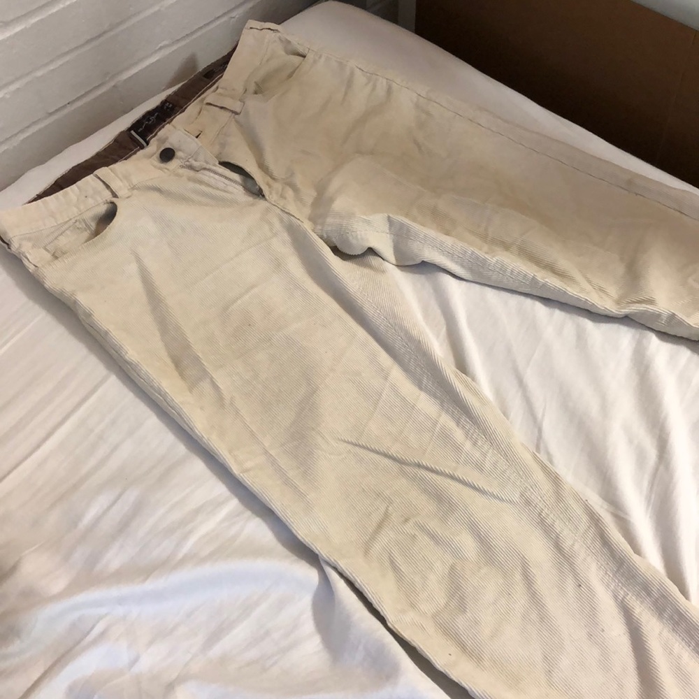 Black Brown slim fit beige corduroys